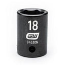 1/2" Drive 6 Point Standard Impact Metric Socket 18mm