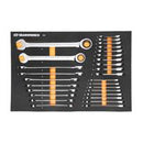 28 Piece 72-Tooth 12 Point Metric Standard and Stubby Combination Ratcheting Wrench Set with Foam Storage Tray
