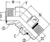 1/2 MALE OFS X 3/8 MALE O-RING BOSS 45 DEG; - STRAIGHT THREAD ELBOW - STEEL