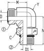 1/2 Male OFS X 1/2 Male O-Ring Boss 90 Deg; - Straight Thread Elbow - Steel