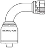 JIC FEMALE 90 DEGREE LONG BEND WITH 1-1/16 INCH THREAD FOR 5/8 INCH HOSE