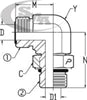3/8 MALE OFS X 1/4 MALE O-RING BOSS 90 DEG; - STRAIGHT THREAD ELBOW - STEEL