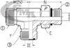 1 MALE OFS X 1 MALE O-RING BOSS X 1 MALE OFS - STRAIGHT THREAD RUN TEE - STEEL