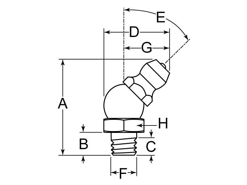 6MM METRIC 45° GREASE ZERK - BAG 10