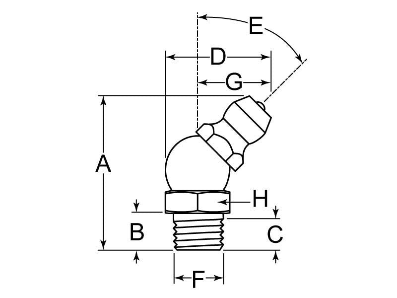 8MM METRIC 45° GREASE ZERK - BAG 10