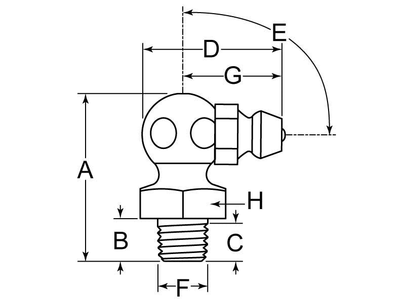 1/4"-28 SAE-LT  90° GREASE ZERK - BAG 10