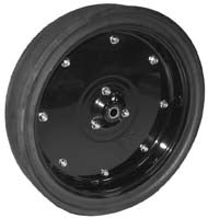 4-1/2 INCH X 16 INCH PLANTER AND GRAIN DRILL WHEEL ASSEMBLY - BLACK STEEL WHEELS WITH BLACK NYLON COVER   AA66604 / AN281360