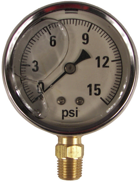 15 PSI LIQUID FILLED  / STAINLESS GAUGE - 2-1/2" DIAMETER