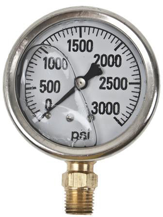 3000 PSI LIQUID FILLED  / STAINLESS GAUGE - 2-1/2" DIAMETER