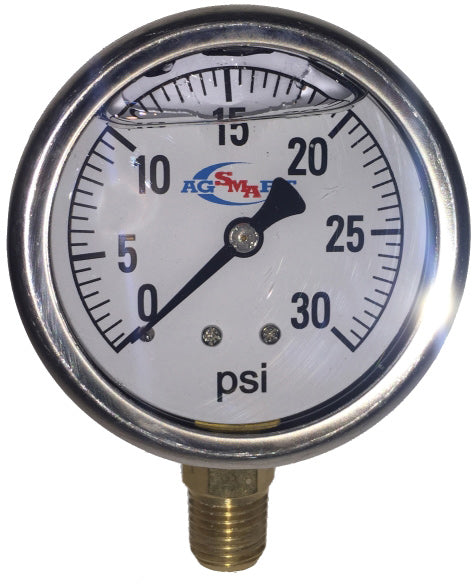 30 PSI LIQUID FILLED  / STAINLESS GAUGE - 2-1/2" DIAMETER