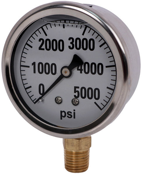 5000 PSI LIQUID FILLED  / STAINLESS GAUGE - 2-1/2" DIAMETER