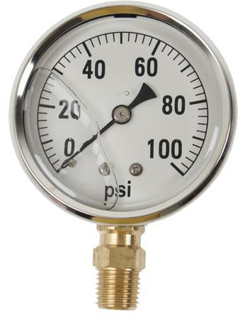 60 PSI LIQUID FILLED  / STAINLESS GAUGE - 2-1/2" DIAMETER