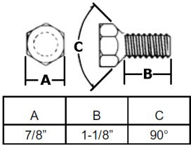 9/16"-18  WHEEL BOLT WITH 1-1/8 INCH THREAD LENGTH