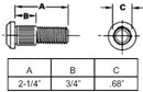 5/8"-18  WHEEL STUD WITH 2-1/4 INCH UNDER HEAD LENGTH