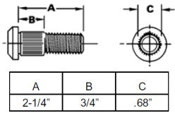 5/8"-18  WHEEL STUD WITH 2-1/4 INCH UNDER HEAD LENGTH