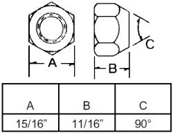 5/8"-18  WHEEL NUT WITH 15/16 INCH HEAD