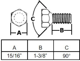 5/8"-18  WHEEL BOLT WITH 1-3/8 INCH THREAD LENGTH
